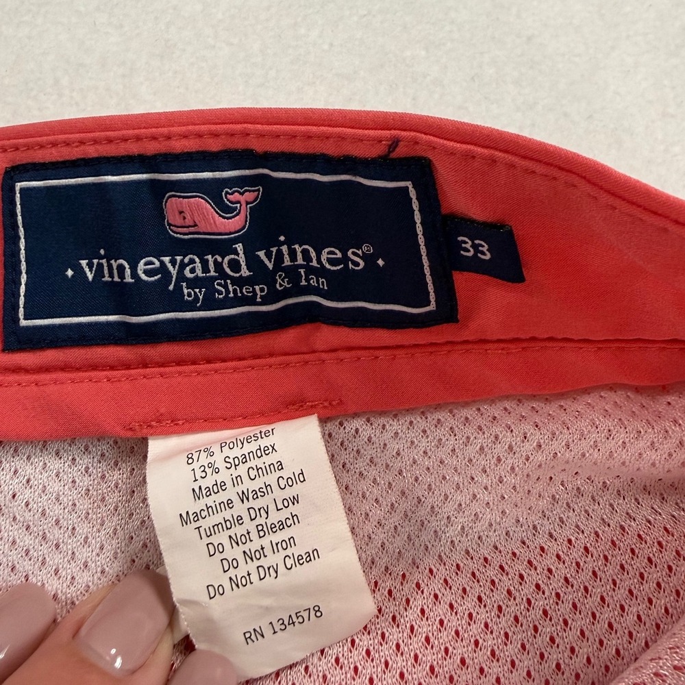 Vineyard Vines Mens Breaker Short Salmon Pink Golf Performance Shorts Size 33 - Picture 6 of 7